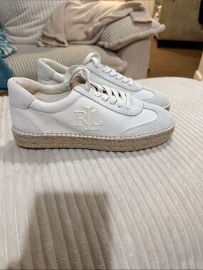 Lauren Ralph Lauren White Canvas/suede Espadrille Sneaker - Women's size 7.5 NBW